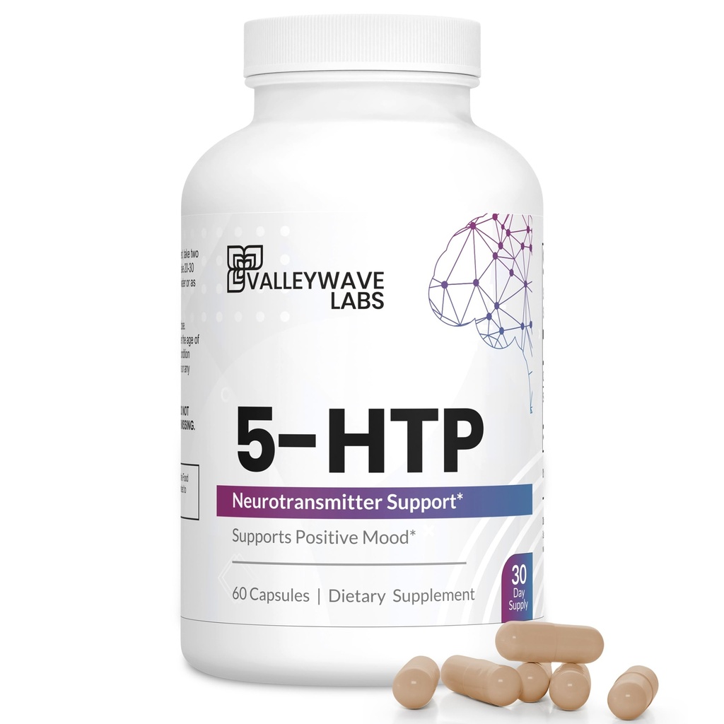 5-HTP - 200mg Suplemento 5HTP (5-Hydroxytryptophan) para apoiar o sono do humor Plus*, alívio do estresse*, 60 cápsulas - fornecimento de 30 dias, Made in USA