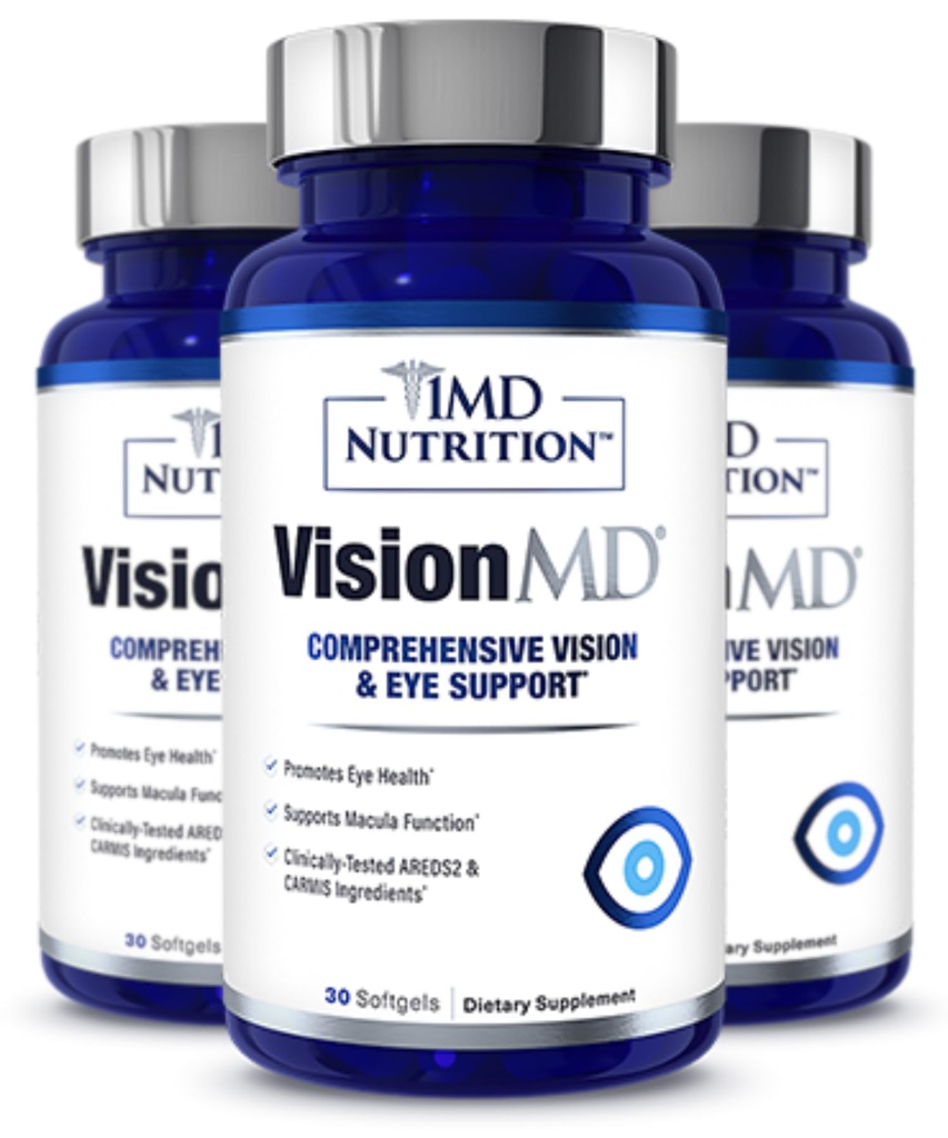 1MD Nutrition VisionMD Eye Vitamina CARMIS - com Lutein & Zeaxanthin □ Suporta Saúde da Visão, Deformação Ocular Diariamente, & Ocasional Seco Olho □ 90 Softgels (3-Pack)