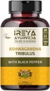 Cápsulas de Ashwagandha Orgânico 1000mg (90 Cápsulas) Feito com Tribulus Terrestris, Shatavari e Black Pepper Ingredients Orgânicos 45 dias de fornecimento