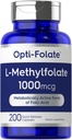 Carlyle L Metilfolato 1000mcg 200 Cápsulas Tamanho do Valor Otimizado e Ativado Não-GMO, Sem Glúten Folato de Metilo, 5-MTHF