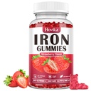 Suplemento Pastilhas de Ferro para Mulheres e Homens, Crianças Suplementos de Ferro para Anemia com Vitamina C, B12, Folato - Blood Builder & Energy Support for Iron Deficiency - Sugar Free Strawberry Flavor, 60 Gummies