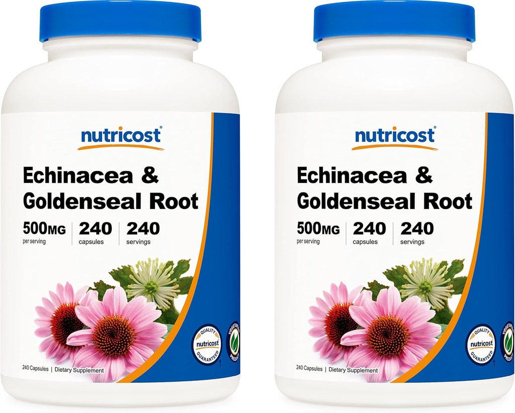 Nutricost Echinacea & Goldenseal Root, 500mg, 240 Cápsulas (2 Garrafas) - Veggie Caps, Non GMO, Gluten Free