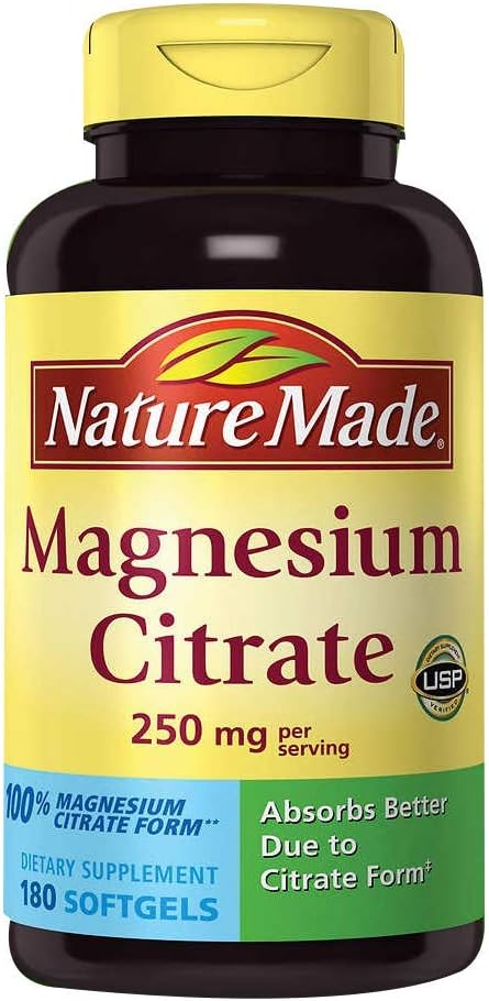 Citrato de magnésio 250 mg Suplemento dietético (Netcount 180 Gels macios), 180Count