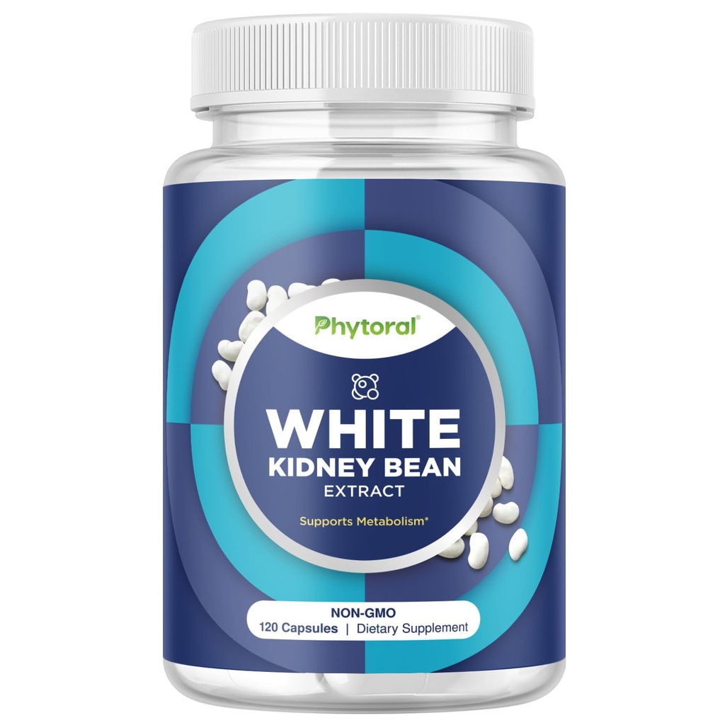 Phytoral White Kidney Bean Extract Carb Blocker - White Kidney Beans Supplement for Metabolism Boost & Easy Calories from Starchy Food - Carb Control Supplements - 120 Cápsulas