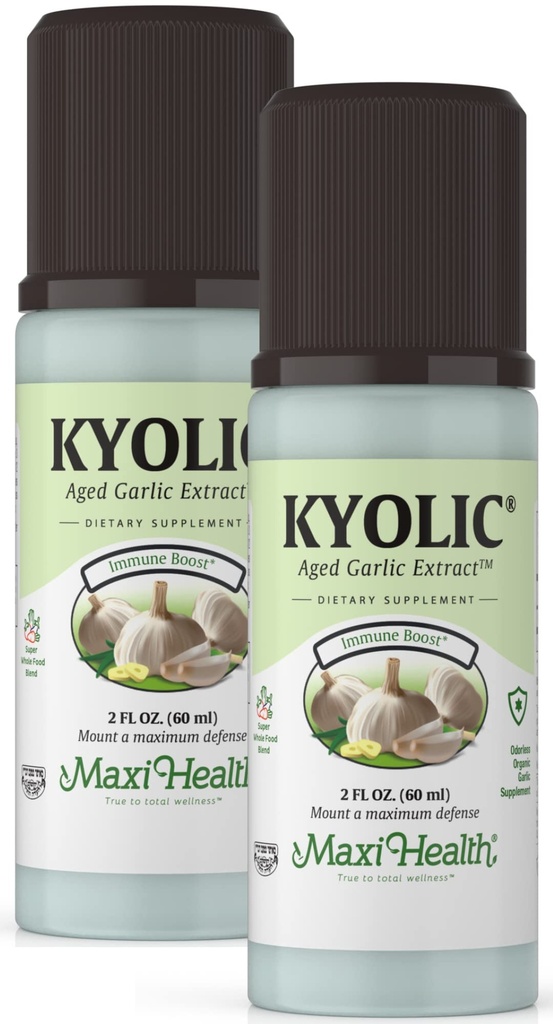 Kyolic Aged Alho Extrato Líquido - Suplementos de Alho Odorless - Alho Orgânico - Suplementos de Alho Orgânico para a saúde do coração (2 Pack)