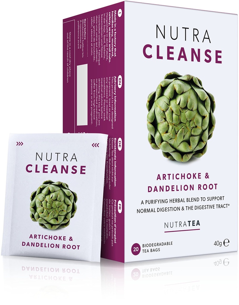 Nutra Tea NUTRACLEANSE - Detox Tea - Colón Cleanse Tea - Obstipation Teabags - Full Body Detox Cleanse - Inclui Dandelion Root & Burdock Root - 20 sacos individuais envoltos - Chás de ervas (1 pacote)