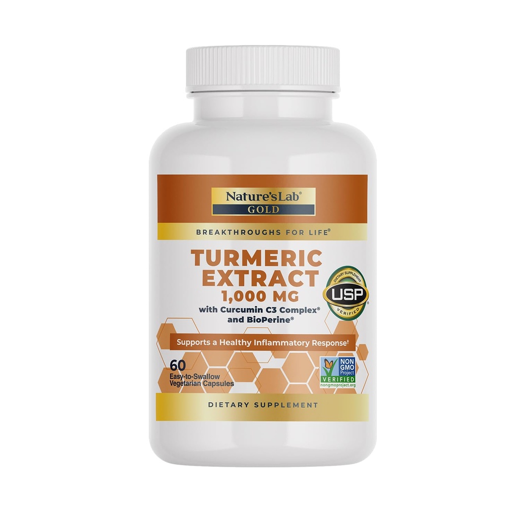 Extrato de Açafrão do Laboratório da Natureza com Curcumina C3 & BioPerine 1000mg - Promove Saúde Cardiovascular, Digestiona e Imune - 60 Cápsulas (Fornecimento de 30 dias)