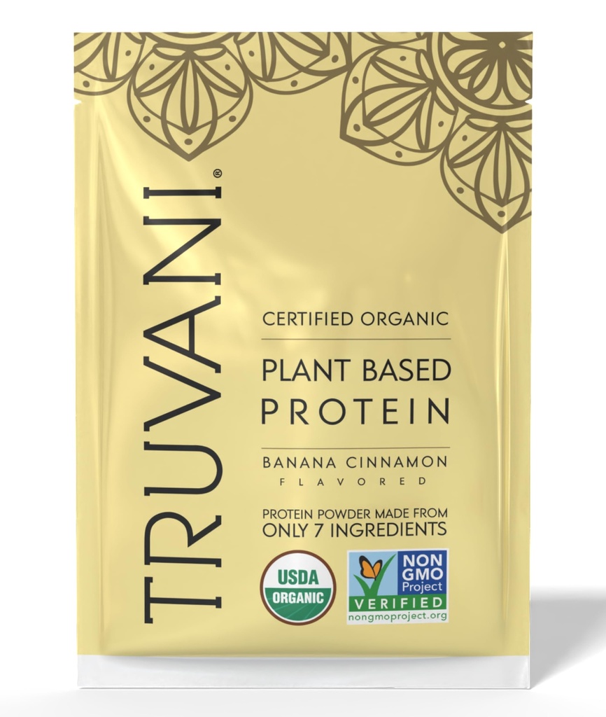 Truvani Vegan proteína de ervilha em pó , banana canela , 20g proteína baseada planta orgânica , 1 Servindo , Keto , Gluten & Dairy livre , baixo carboidrato , Não adicionado açúcar