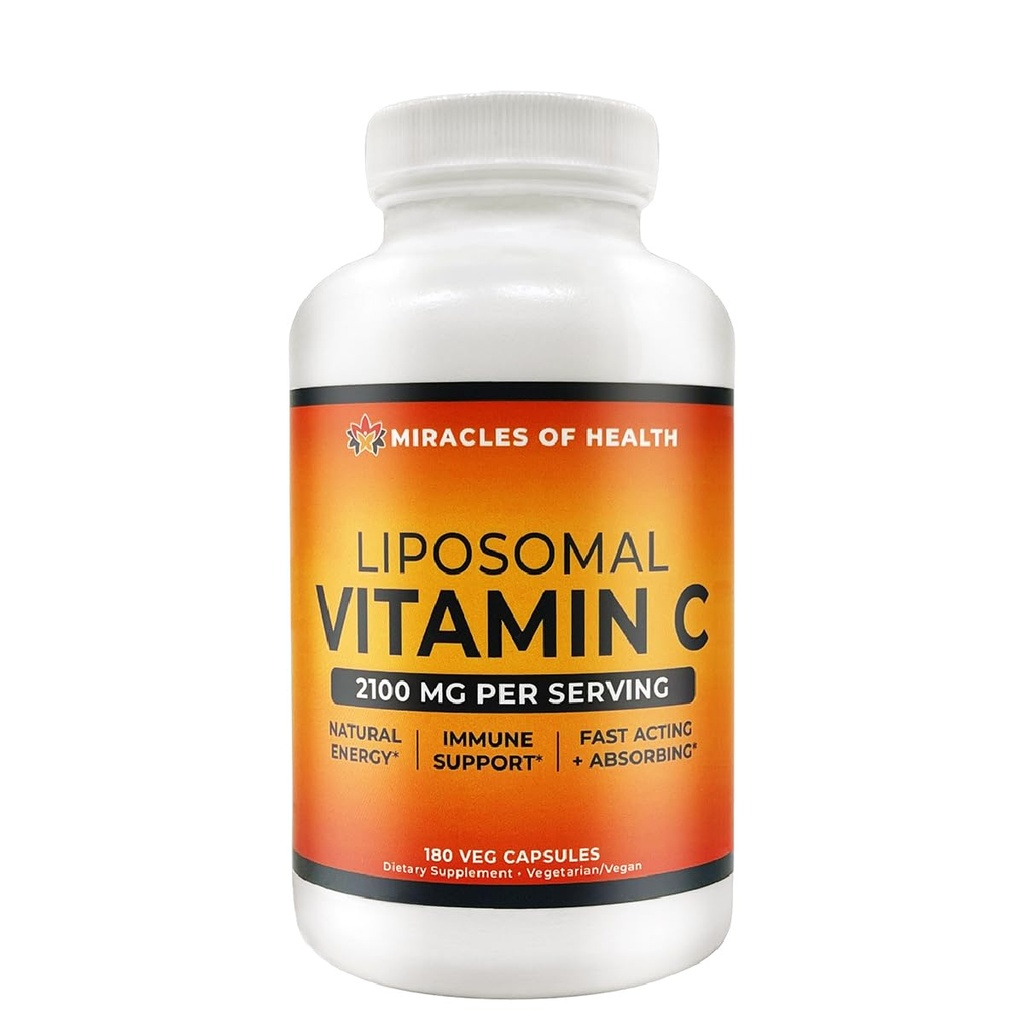 Cápsulas lipossomais de vitamina C 2100mg 180 Veggie, 60 dias de fornecimento □ Biodisponibilidade Absorvente Rápido □ Poderoso Antioxidante e Imune Suplemento de suporte