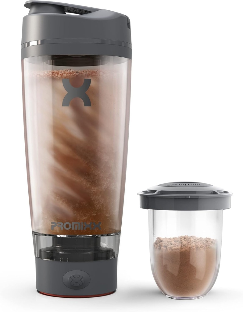 Promixx Pro Shaker Garrafa recarregável, potente para batidos de proteínas suaves inclui armazenamento de suplemento - BPA Free 20 oz Cup (Grafite Gray)
