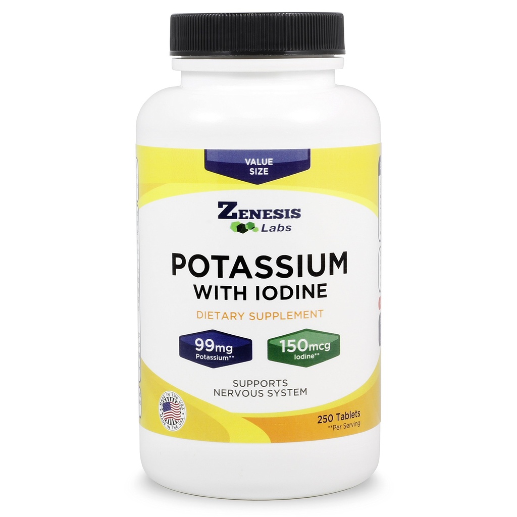 Gluconato de potássio 99mg + Iodo de 150mcg a partir de Kelp Bulk (250 comprimidos/bolha)