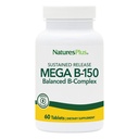 Natures Plus Mega Complexo B150, liberação mantida - 60 Comprimidos Vegetarianos - máxima potência B Suplemento Complexo de Vitamina - sem glúten - 60 Servimentos