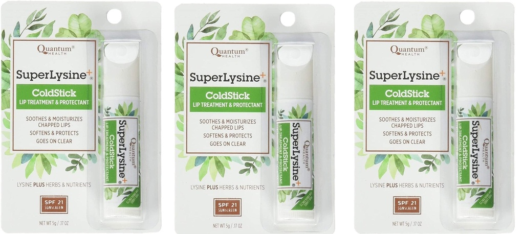 Super Lysine Plus+ ColdStick, SPF 21, Regular 0,18 oz (Pacote de 3) pela Quantum Research