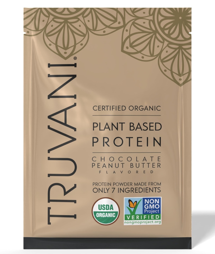 Truvani Vegan proteína de ervilha em pó , chocolate manteiga de amendoim , 20g proteína baseada planta orgânica , 1 Servindo , Keto , , Gluten & Dairy livre , baixo carboidrato , , Não adicionado açúcar