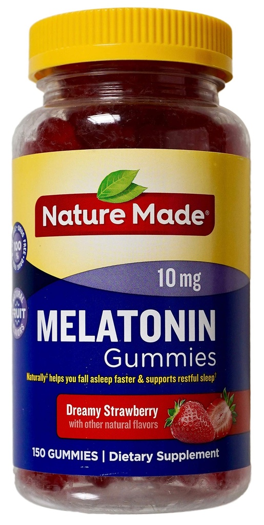 Natureza Made Melatonin 10mg Dreamy Morango sabores naturais, 150 chicletes