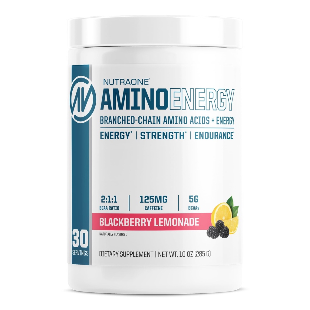 NutraOne Amino Energy BCAA Powder Pré-treino Suplemento com Cafeína Ranched Chain Amino Acids para ajudar a combustível e recuperação* (Limonada Berry - 30 Servings)