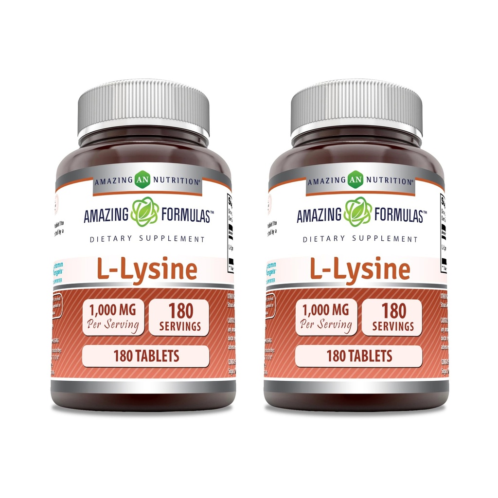 Fórmulas surpreendentes L-Lysine 1000mg Amino Acid Tablets Supplement □ Non-GMO □ Gluten Free .