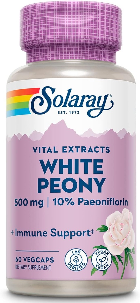 Extrato de raiz de peônia branca SOLARAY 60 VegCaps