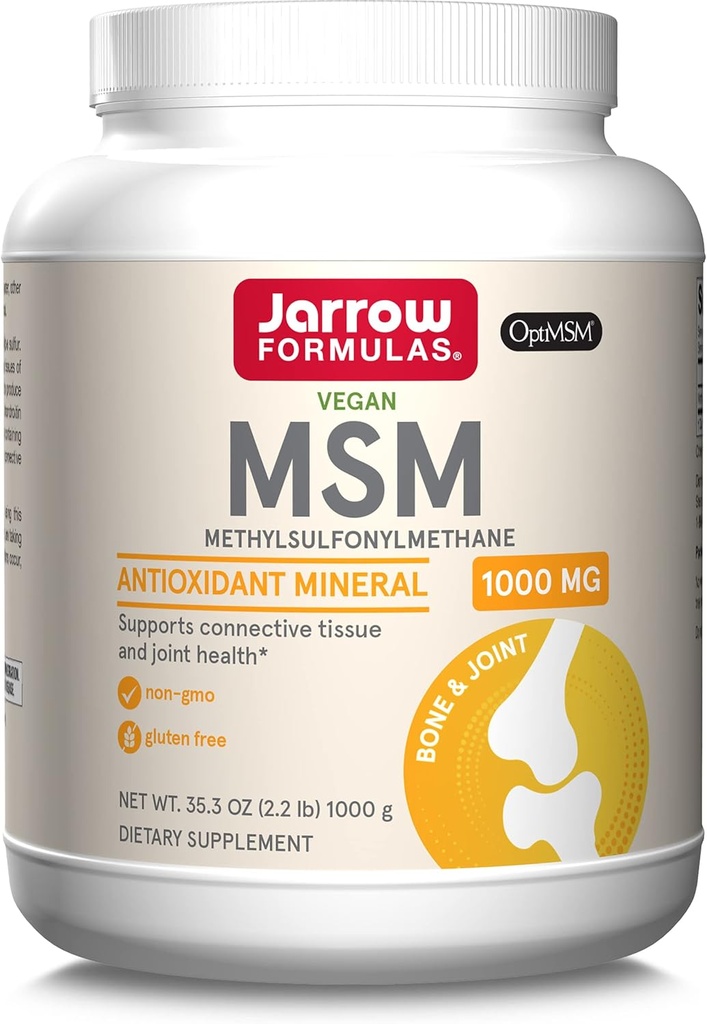 Jarrow Formulas® MSM Powder, metilsulfonilmetano, 1.000mg, antioxidante mineral, suplemento de saúde conjunta e suporte da pele, 2,2 lbs, Aprox. 1000 Serviços