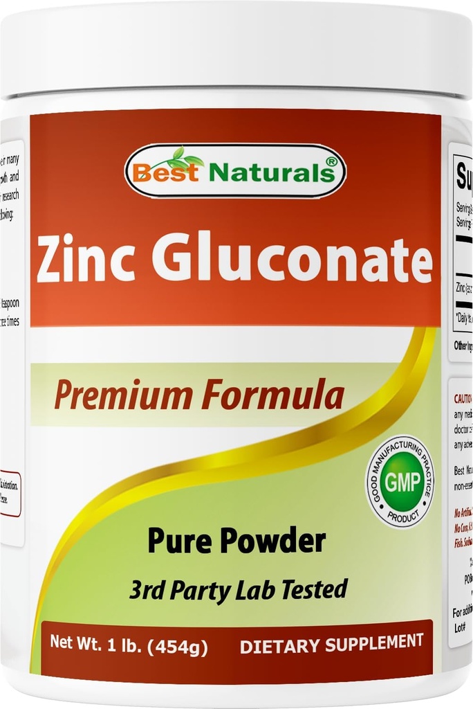 Melhor Naturals Gluconato de zinco Pure Powder 1 Libra