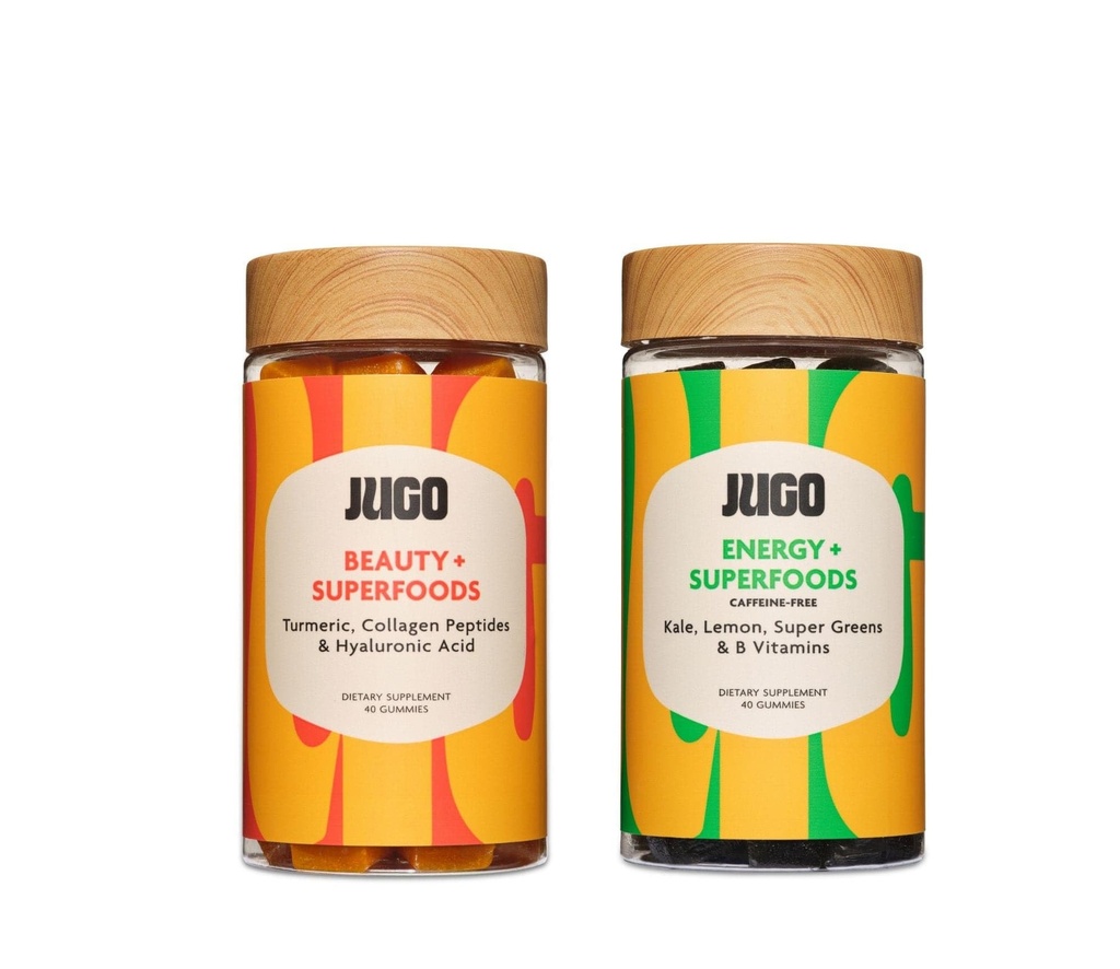 JUGO Beauty + Energy Gummies Bundle – Colágeno, Biotina e Vitamina B12 – Suporta cabelo, pele, unhas e energia natural – Baseada em plantas e sem glúten