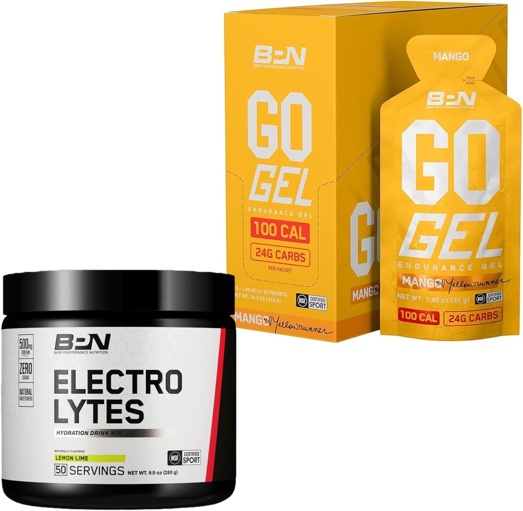 NUTRIÇÃO DE DESEMPENHO NUTRIÇÃO BPN Eletrólitos Hydration Drink Mix & Go Gel Endurance Gel Mango Bundle