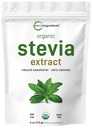Pó de estevia orgânica pura, 4 onças, 706 servir, extrato de folha verde de estevia de grau mais elevado Reb-A, Reduzido sabor amargo, 0 Caloria, Adoçante natural, Alternativa de açúcar, Keto Friendly