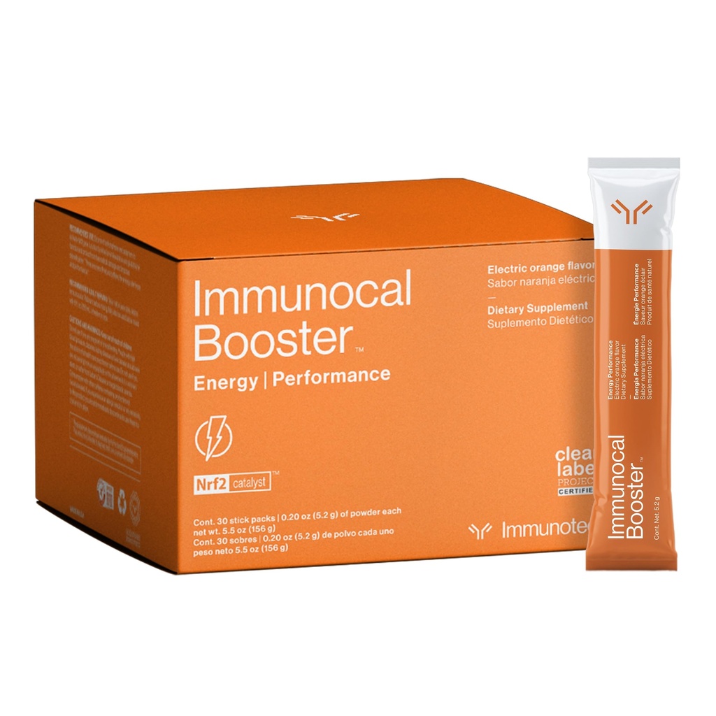 Immunocal Booster Energia Desempenho – Energia Rápida, 3 Fontes Naturais de Cafeína (Café, Chá Verde, Guaraná), Nrf2 Ativador, Suporta Foco + Alerta