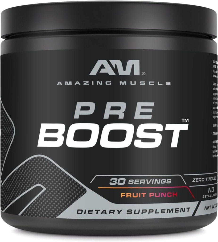 Amazing Muscle Pre Boost 30 Servings 324 Grams Suplemento Pré-Trabalhador de frutas sabor feito nos EUA