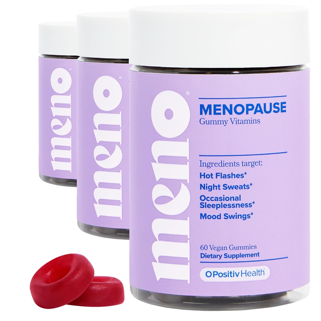 O Positiv MENO Gummies for Menopause, 30 Servings (Pack of 3) - Suplementos sem hormônios para mulheres com preto Cohosh & Ashwagandha KSM-66 - Ajuda a aliviar flashes quentes, suores noturnos, & Mood Swings