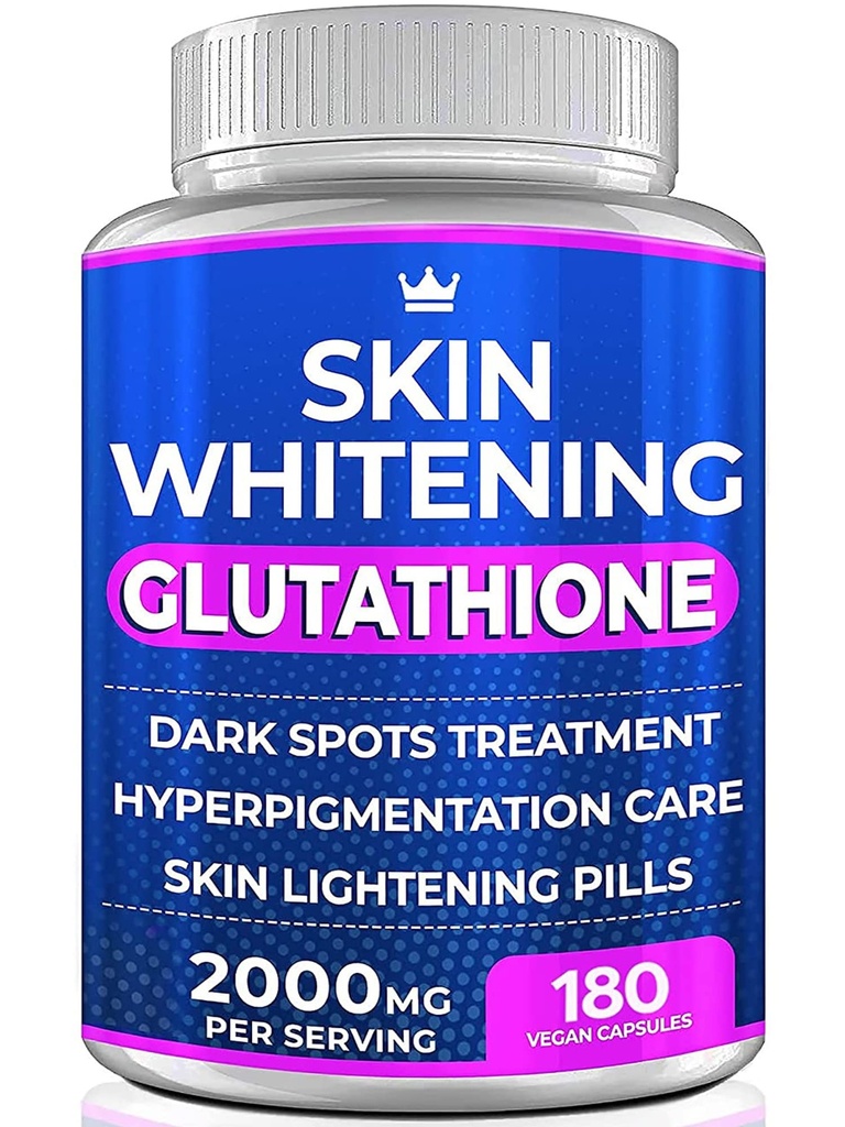 Pílulas de clareamento de glutationa - 180 Cápsulas 2000mg Glutationa - Suplemento de iluminação da pele eficaz - Dark Spots, removedor de cicatrizes de melasma e acne, Tratamento de hiperpigmentação - Antioxidante antienvelhecimento