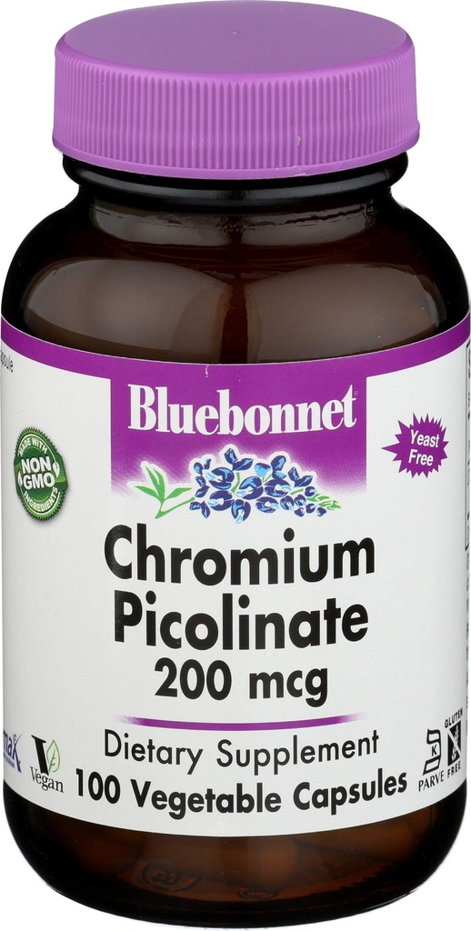 Bluebonnet Nutrition, Chromium Picolinate 200mcg, 100 Cápsulas Veggie