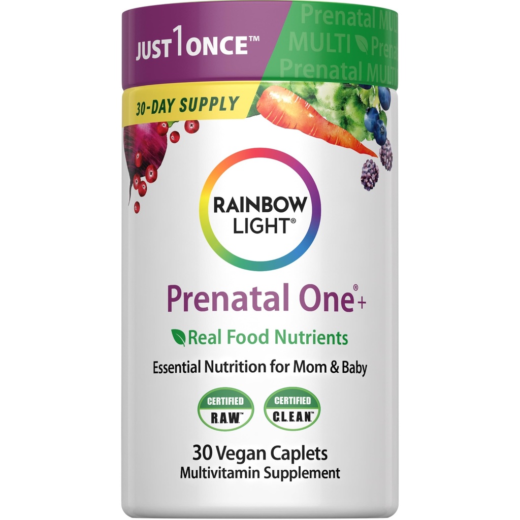 Rainbow luz alta potência pré-natal um multivitamínico, saúde pré-natal multivitamínico apoia a saúde da mãe e desenvolvimento do bebê, Com vitamina C, Vegan, 30 Conde