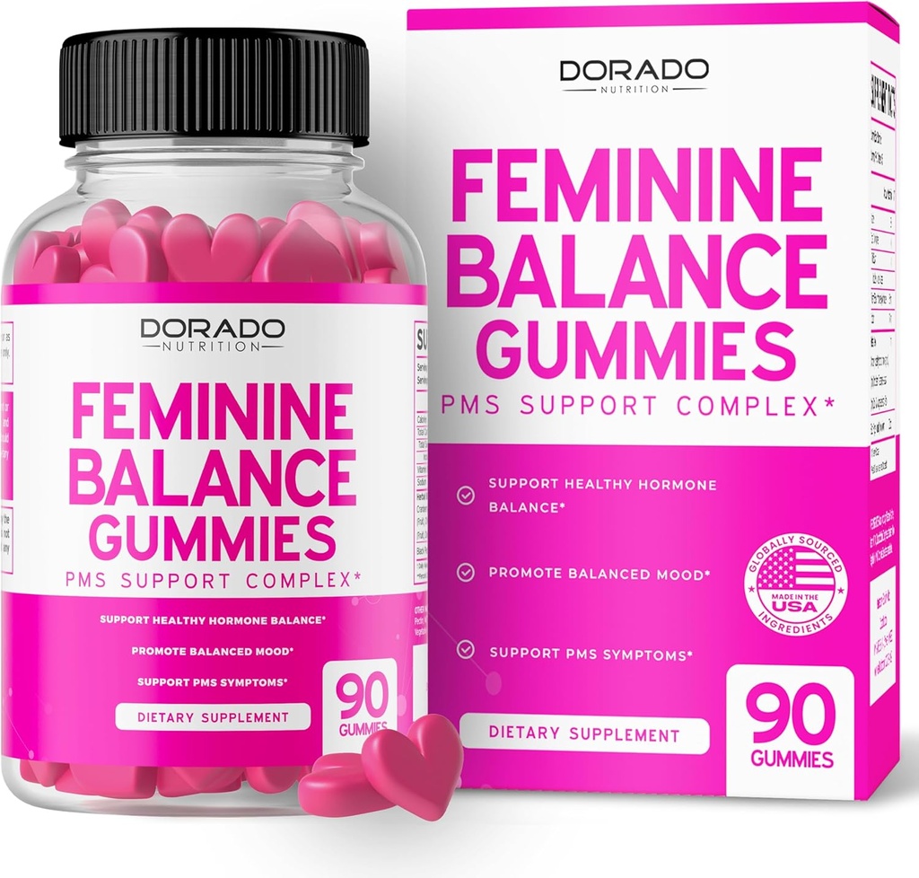 Equilíbrio feminino para as mulheres Gummies & PMS Gummies (90 Count) - Equilíbrio feminino natural para as mulheres - Cães, Bloating, Mood Swings, Hot Flashes - Formulado com Cranberry, Dong Quai & Chasteberry