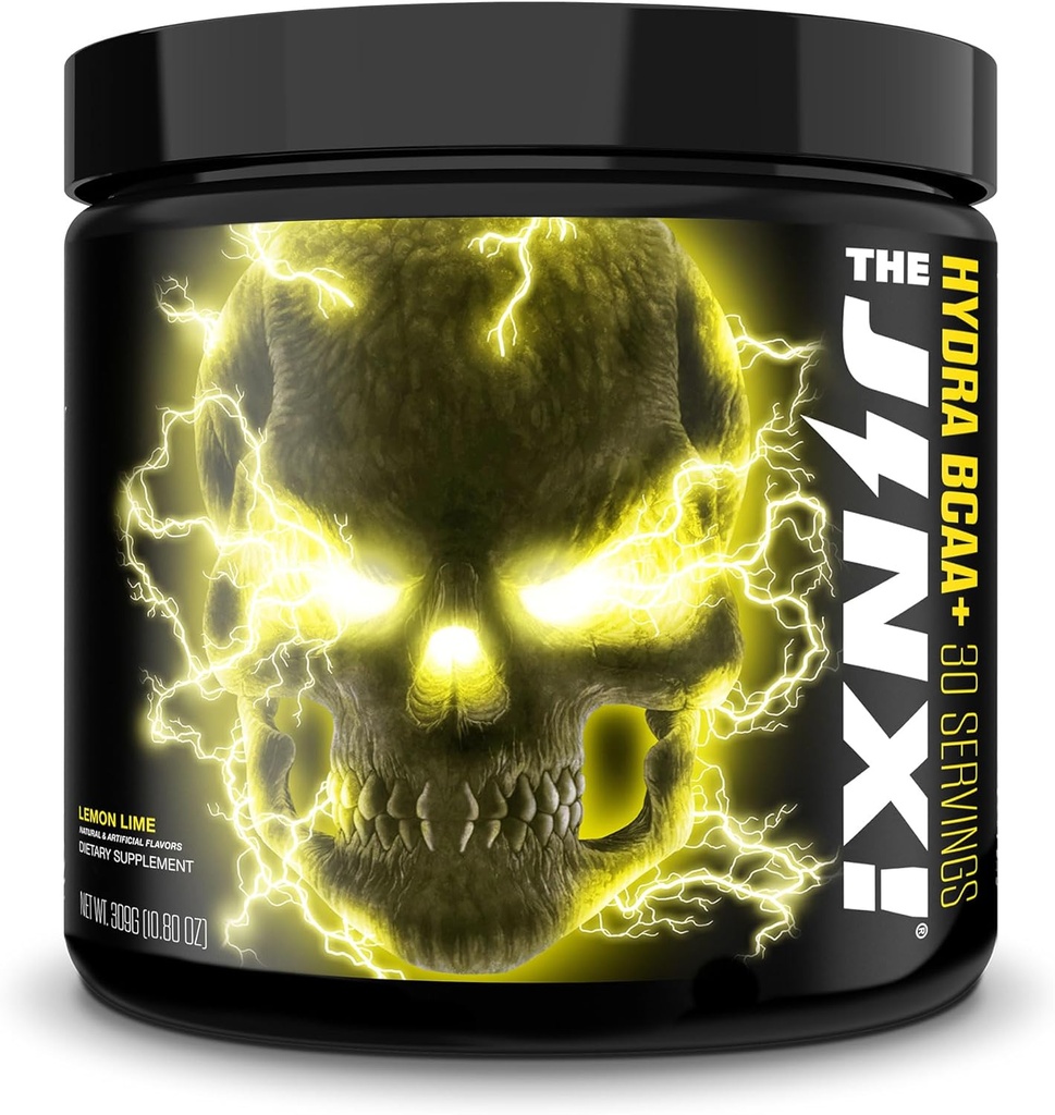 JNX SPORTS O Jinx! Hydra BCAA+ Pós de recuperação de exercícios Drink - Hidratação com eletrólitos para homens e mulheres - 30 Servindo, Limão