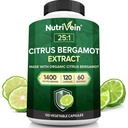 Nutrivein Premium Citrus Bergamot Suplemento 1400mg 25:1 Bergamia Extract - Fonte de 60 dias (120 cápsulas): Citrus italiano poderoso Bergamot 1400 mg+ Alta concentração - Coração e sistema circulatório