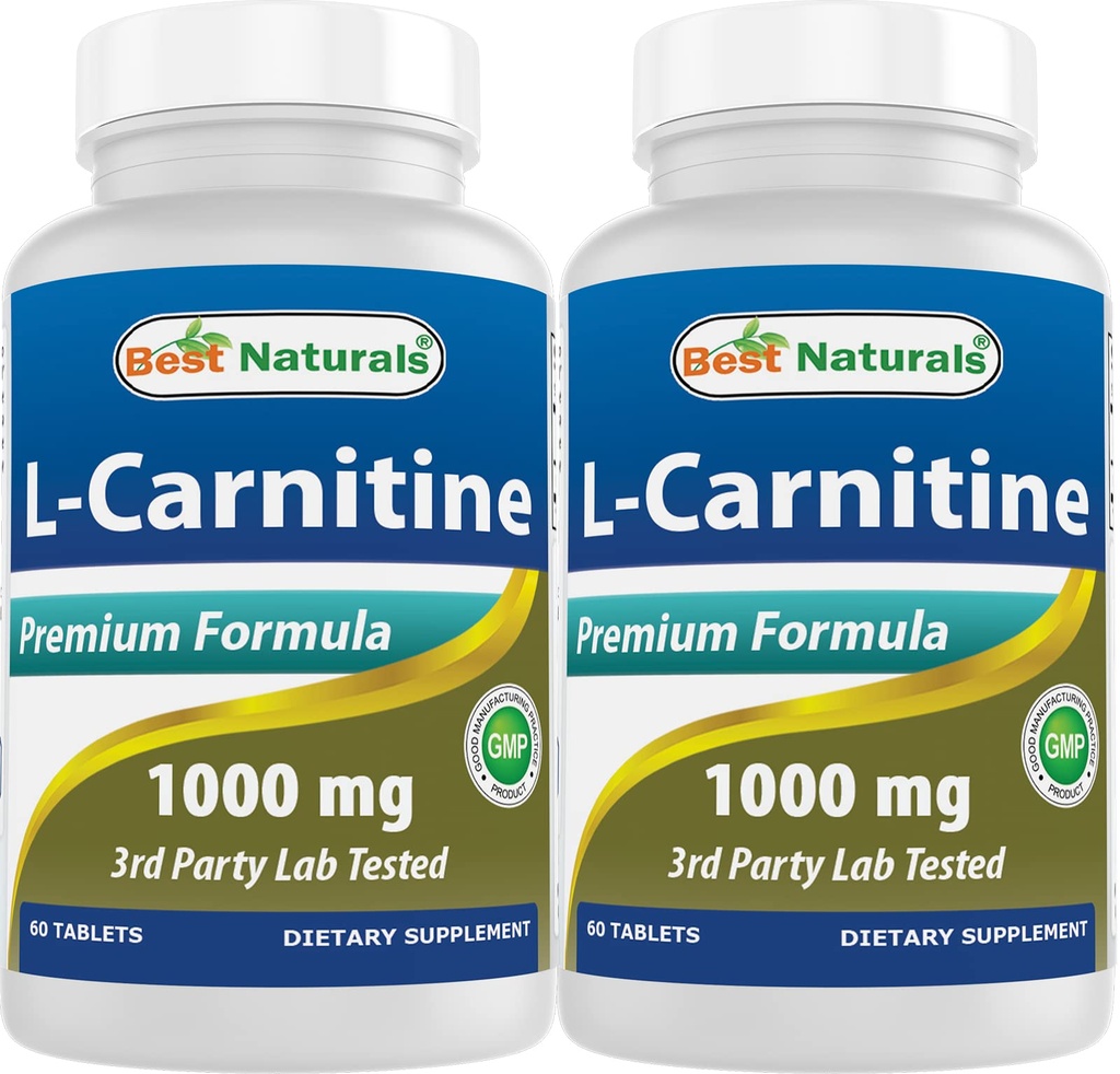 Best Naturals L-Carnitina 1000mg 60 Comprimidos (60 Contagem de 2))