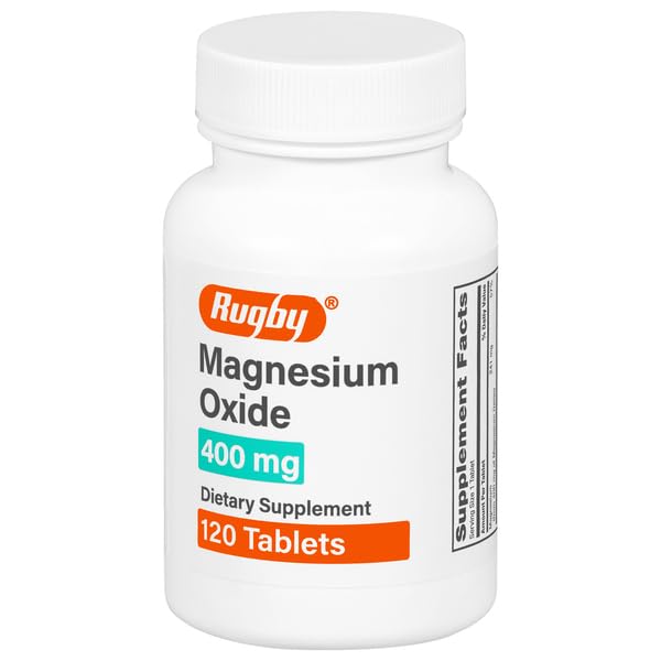 Óxido de magnésio de rugby 400 mg Comprimidos - Suplemento dietético - Sem glúten - 120 Count (1 embalagem)
