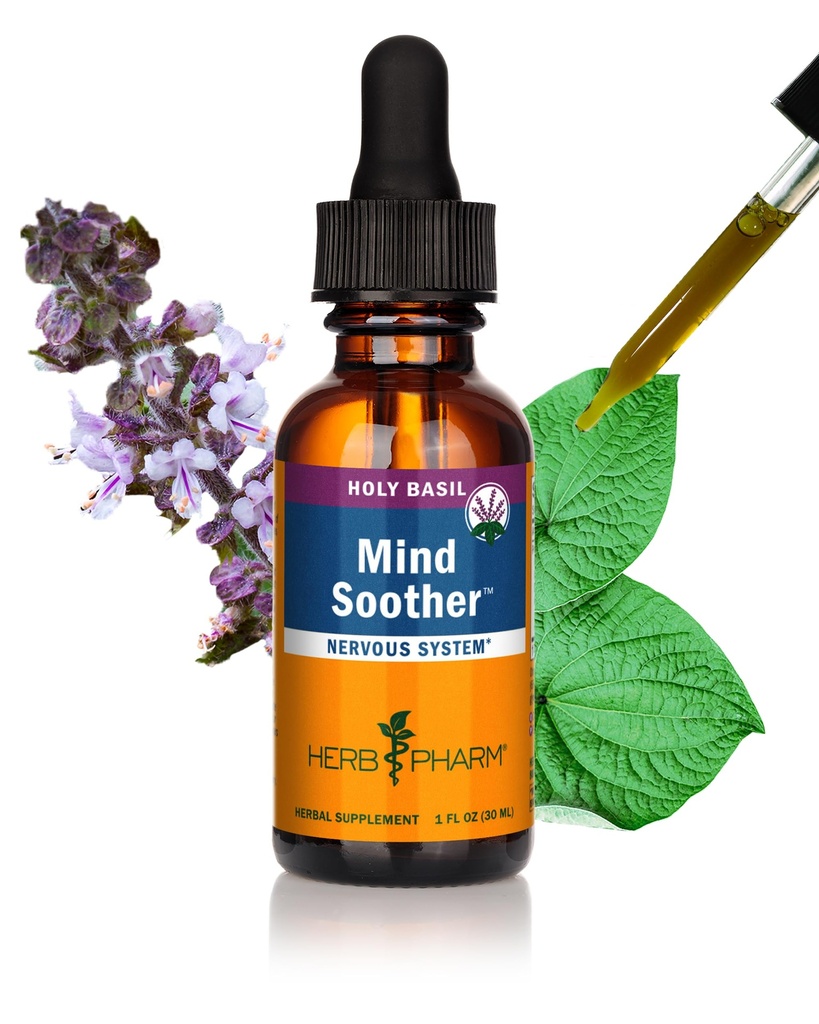 Herb Pharm Ansiedade Soother Fórmula de ervas líquida com extrato de Kava e óleo essencial de basílio sagrado para suporte de ansiedade leve e ocasional* - 1 onça