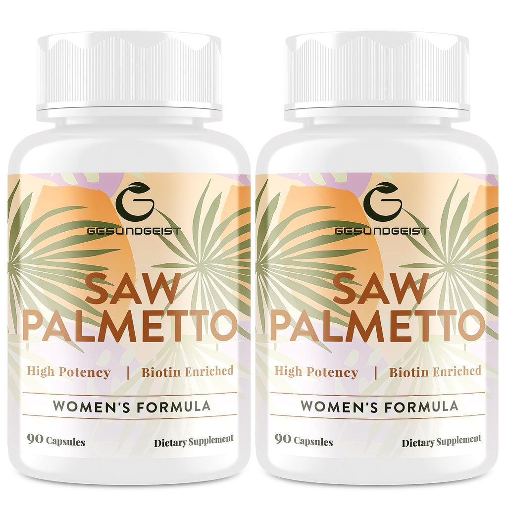 Serra Palmetto para mulheres Perda de cabelo - Bloqueador DHT com 5-em-1 Mistura para o crescimento do cabelo, pele e unhas, bem-estar urinário - extra força serra Palmetto Suplemento - 180 Cápsulas