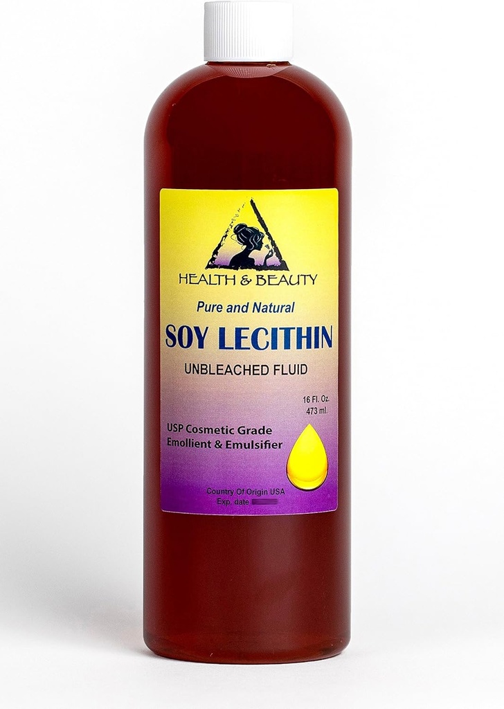 Lecitina Soy Emulsionante Líquido Fluido Unbleached Emoliente Estabilizador Puro 16 onças