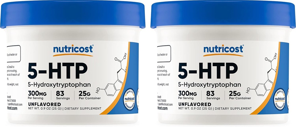 Nutricost 5-HTP pó 25 gramas (2 embalagem) (300 mg por serviço)