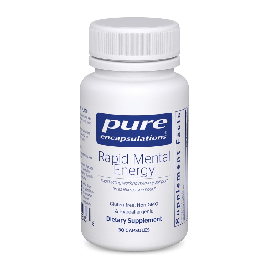 Encapsulamentos puros Energia Mental Rápida - Vegan Suplemento de memória para apoiar a saúde do cérebro - Ginkgo Biloba Extract, Alpinia Galanga & American Ginseng Extract - Não-GMO & Gluten-Free - 30 Cápsulas