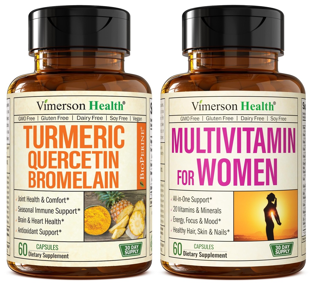 Quercetin com bromelaína e curcumina açafrão e multivitamínico completo para mulheres