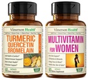 Quercetin com bromelaína e curcumina açafrão e multivitamínico completo para mulheres