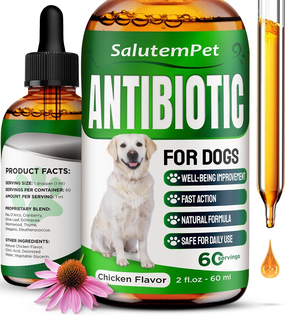 Antibióticos Naturais para Cães Antibióticos Cães para Infecção, Tosse e Alergias Tratamento de ITU Antibióticos Cães para Todas as Raças
