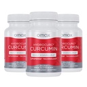 Omax3 HydroCurc Curcumin Softgels, Nanopartícula de óleo MCT altamente biodisponível para potência e absorção, Saúde Conjunta, 180 Softgels (3 Pack)