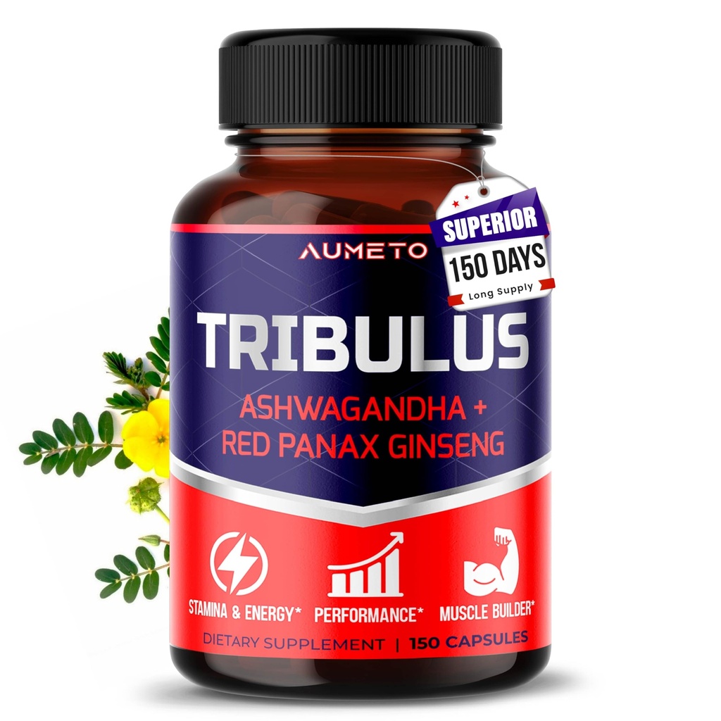 Tribulus Terrestris 98% Saponins - Fórmula 12-em-1 melhorada com Yohimbine, Red Panax Ginseng, Ashwagandha para aumentar a energia, resistência e resistência* - Made in the USA