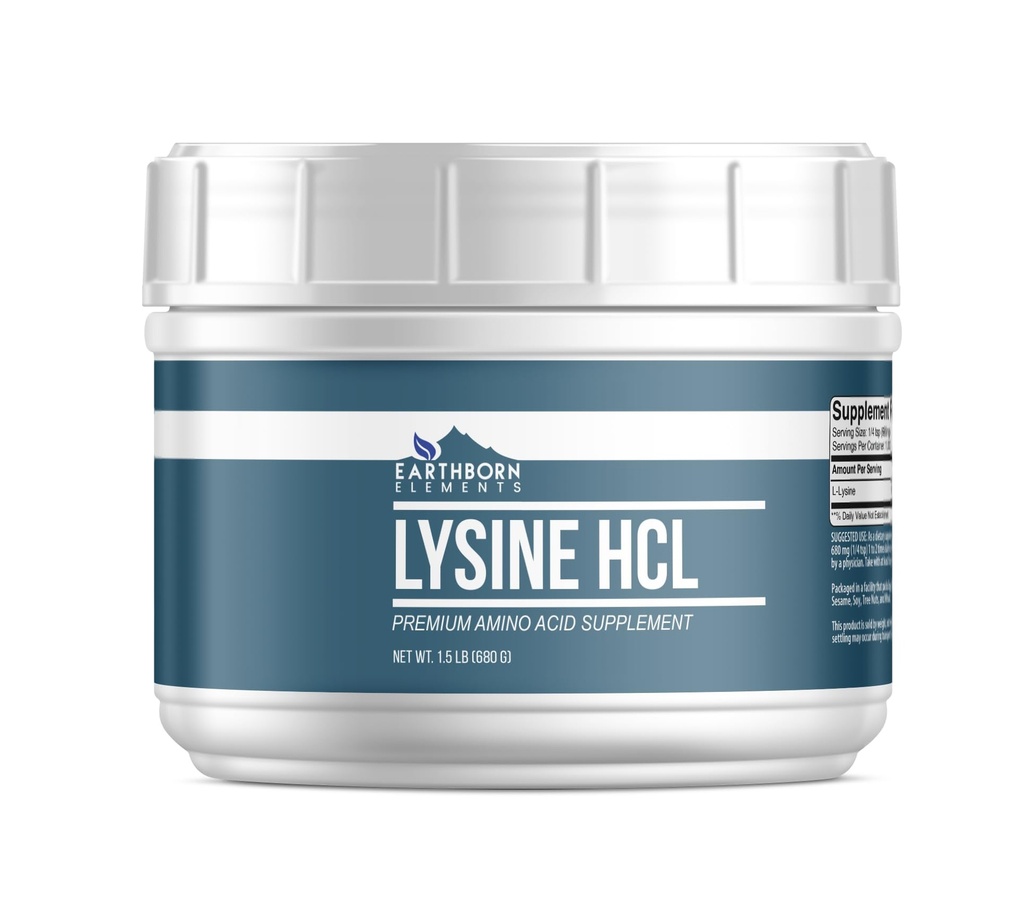 Elementos nascidos da Terra Lysina HCL Pó (1,5 lb), sempre puro, sem preenchimentos ou aditivos