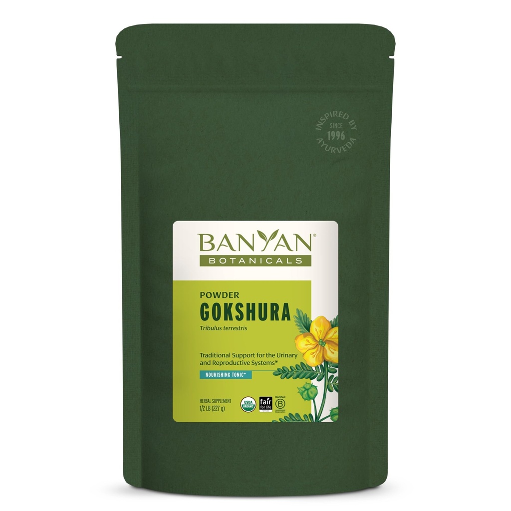 Banyan Botânicos Gokshura Pó – Orgânico Gokshura Frutas (Tribulus Terrestris) Pó – Suplemento de Vitalidade masculina – Suporta Saúde Urinária* – 1⁄2 lb. – Não-GMO Fonte sustentável Vegan